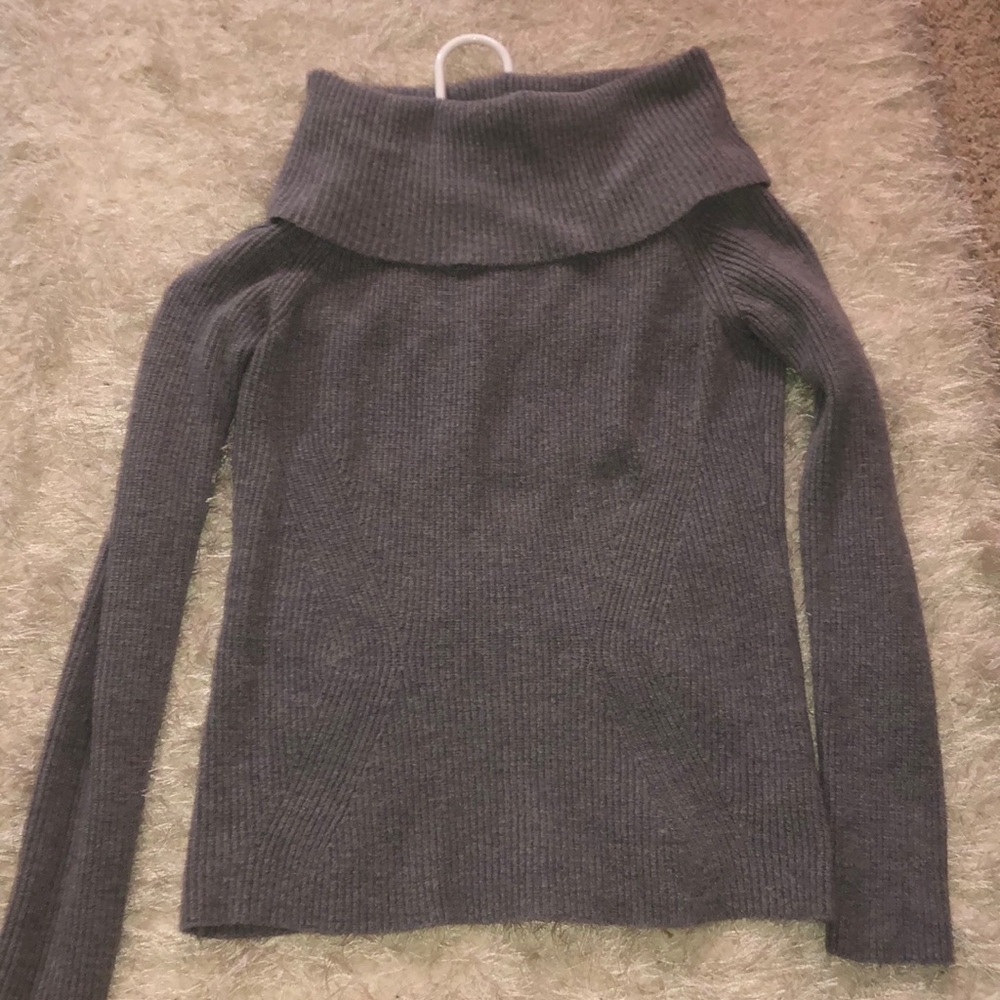 Gray off the shoulder fitted sweater